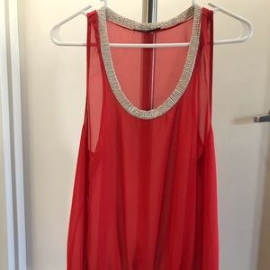 Double Zero Orange Sheer Top Size S